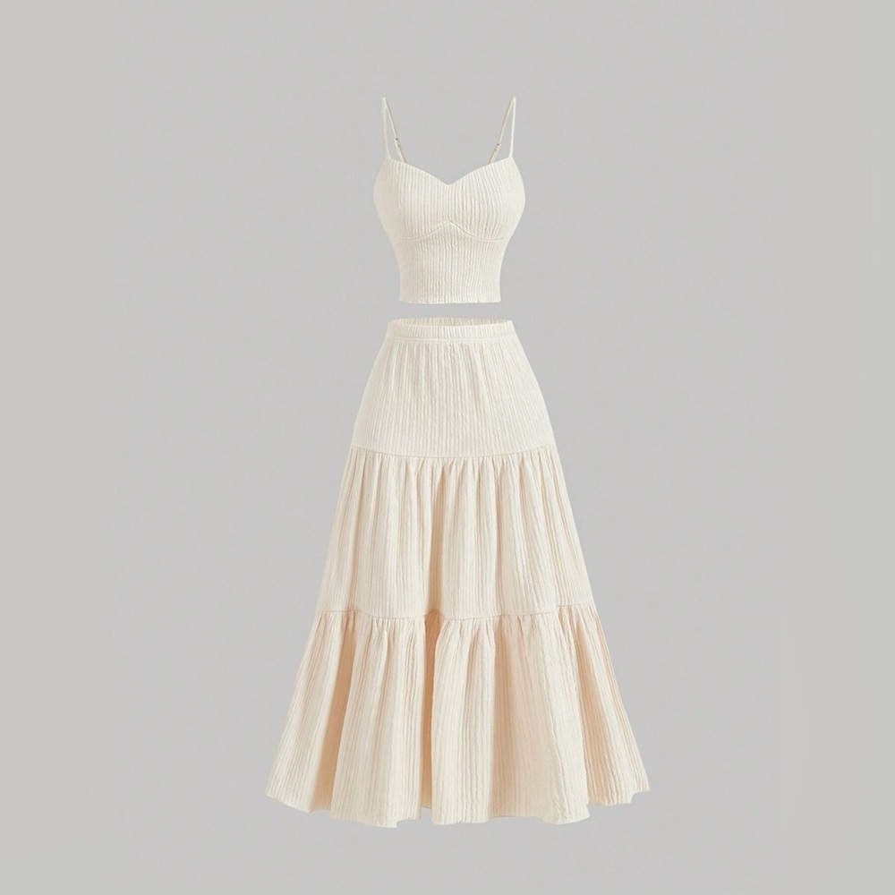 Textured Cami and Skirt Set